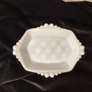 Vintage Anchor Hocking Beaded Milk Glass Dish